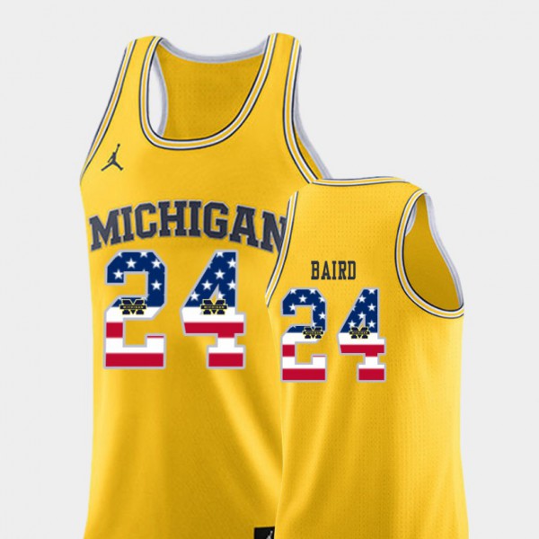 Michigan Wolverines #24 For Men's C.J. Baird Jersey Yellow NCAA USA Flag College Basketball